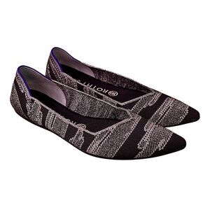 ROTHY’s “The Point” Black & Rose Gold Woven Flats